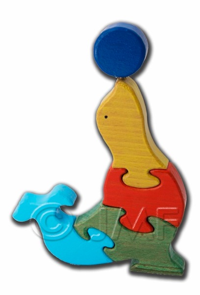 puzzle otarie ballon bleu